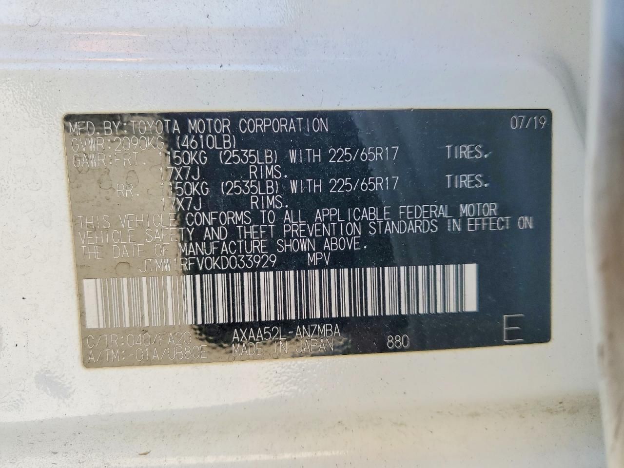 2019 Toyota Rav4 xle