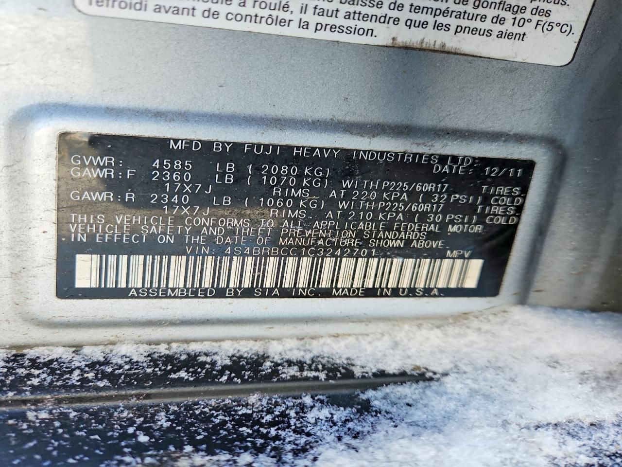 2012 Subaru Outback 2.5i Premium