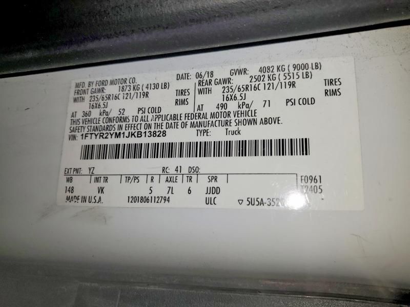 2018 Ford Transit T-250 Utility / Service Van