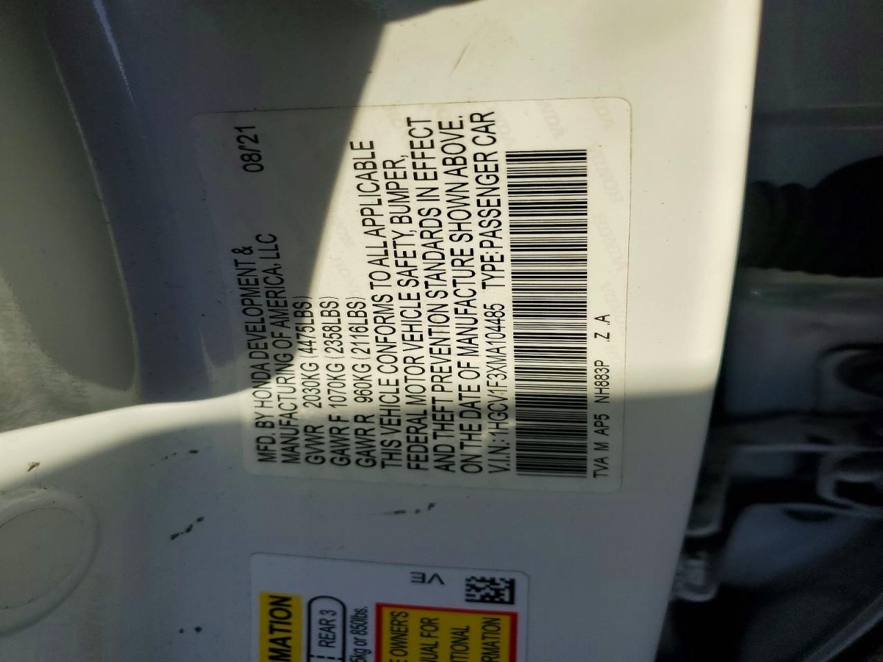 2021 Honda Accord Sport