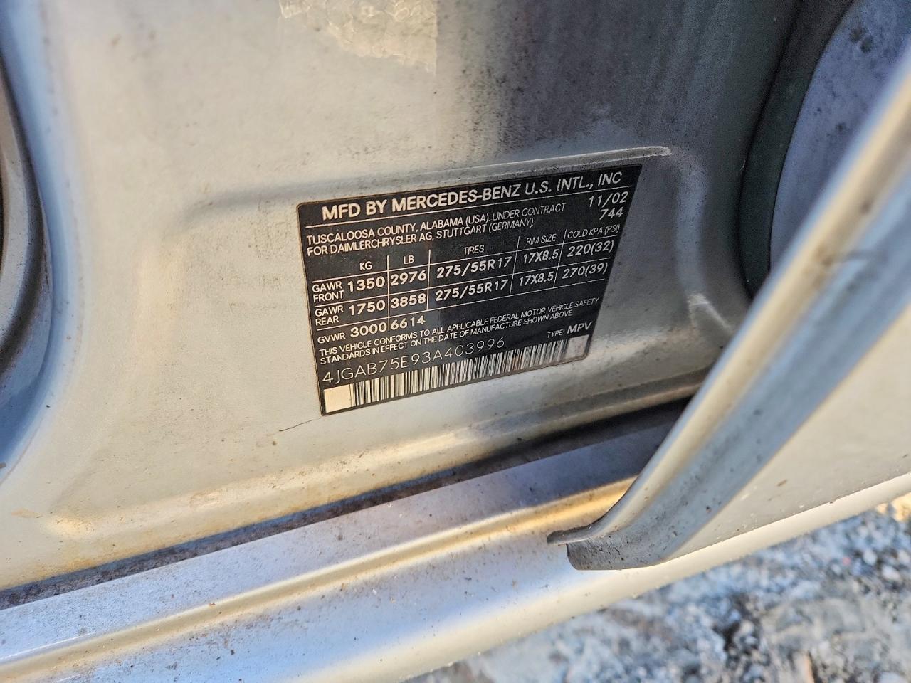 2003 Mercedes-Benz Ml 500