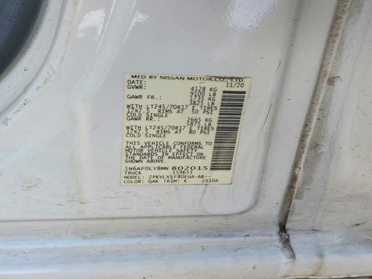 2021 Nissan NV 2500 Delivery Van