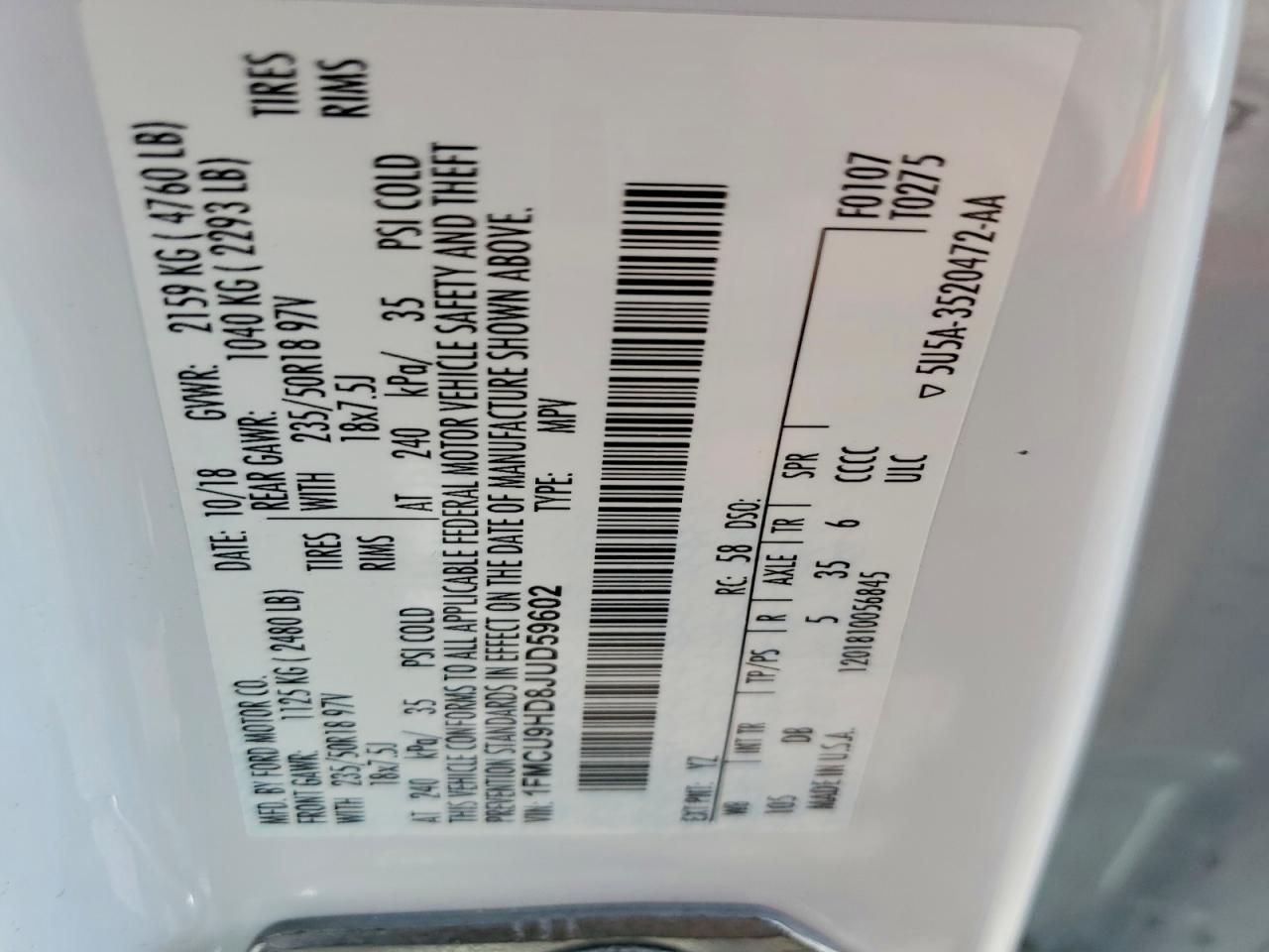 2018 Ford Escape sel