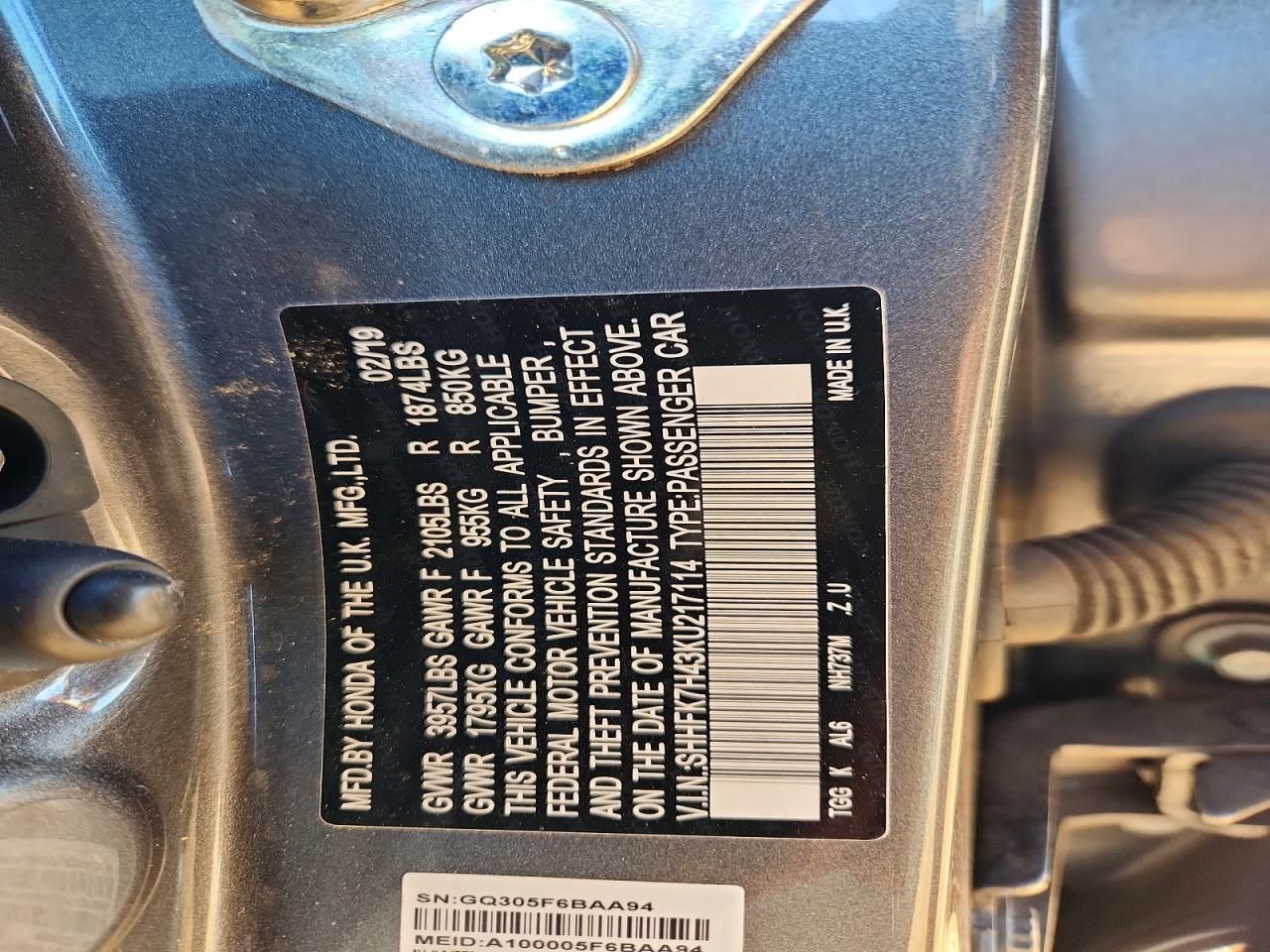 2019 Honda Civic Sport