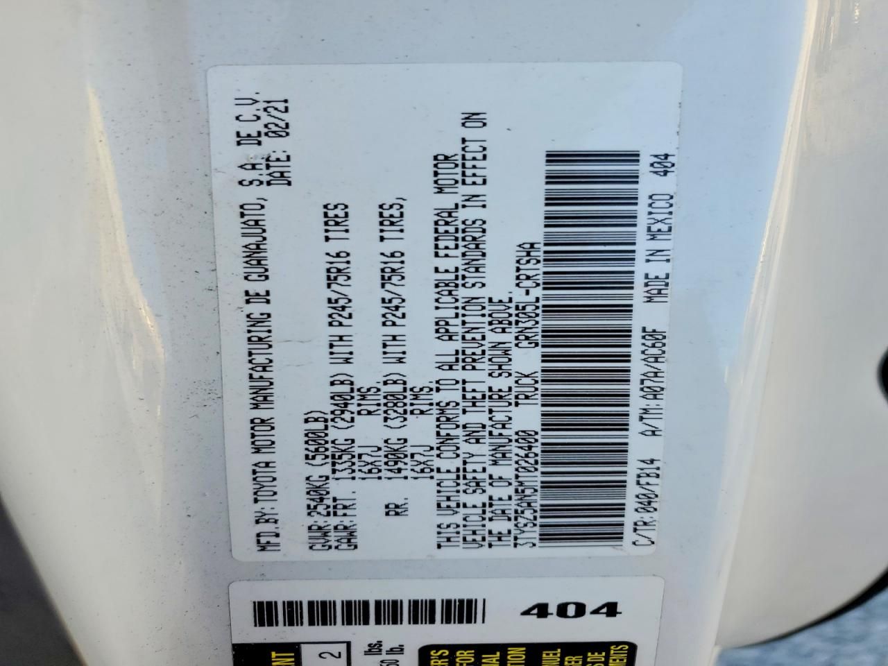 2020 Toyota Tacoma Access cab