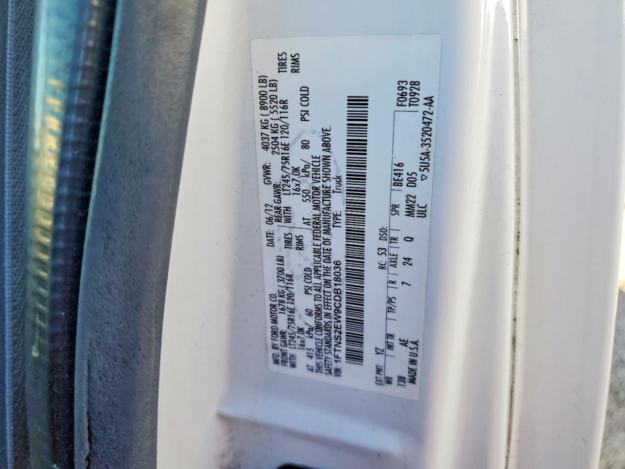 2012 Ford E250 Utility / Service Van