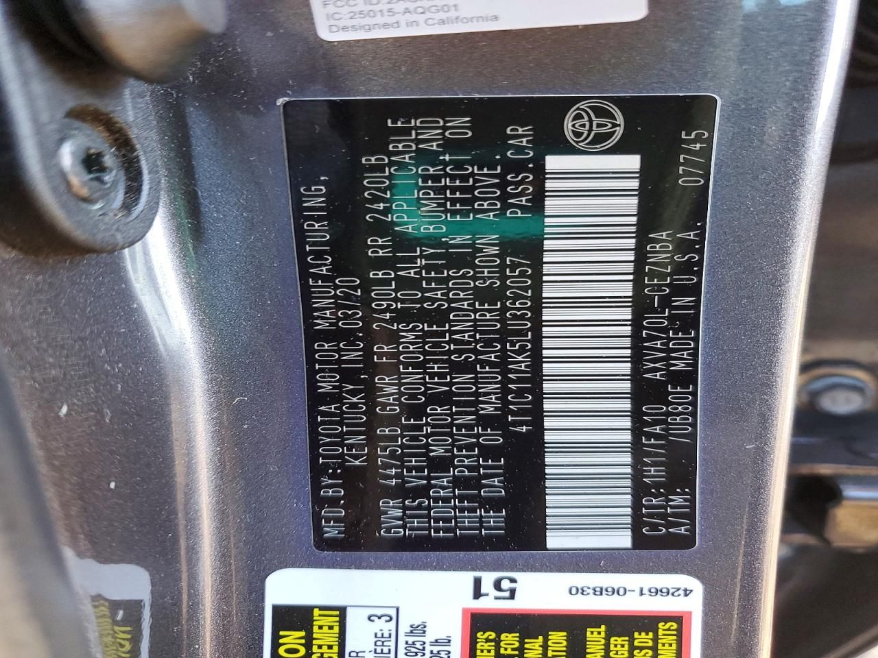 2020 Toyota Camry le