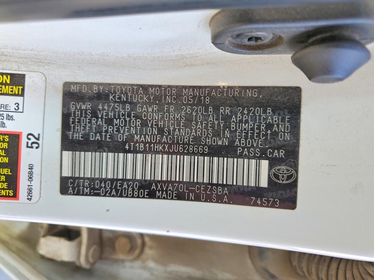 2018 Toyota Camry l