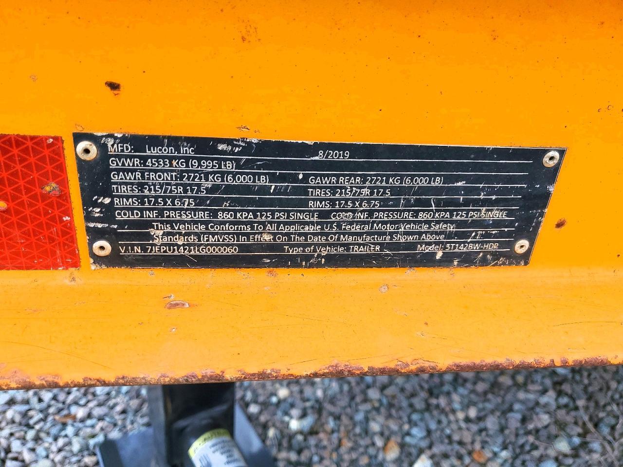 2020 Lucon 5T142BW-HDP Equipment Trailer