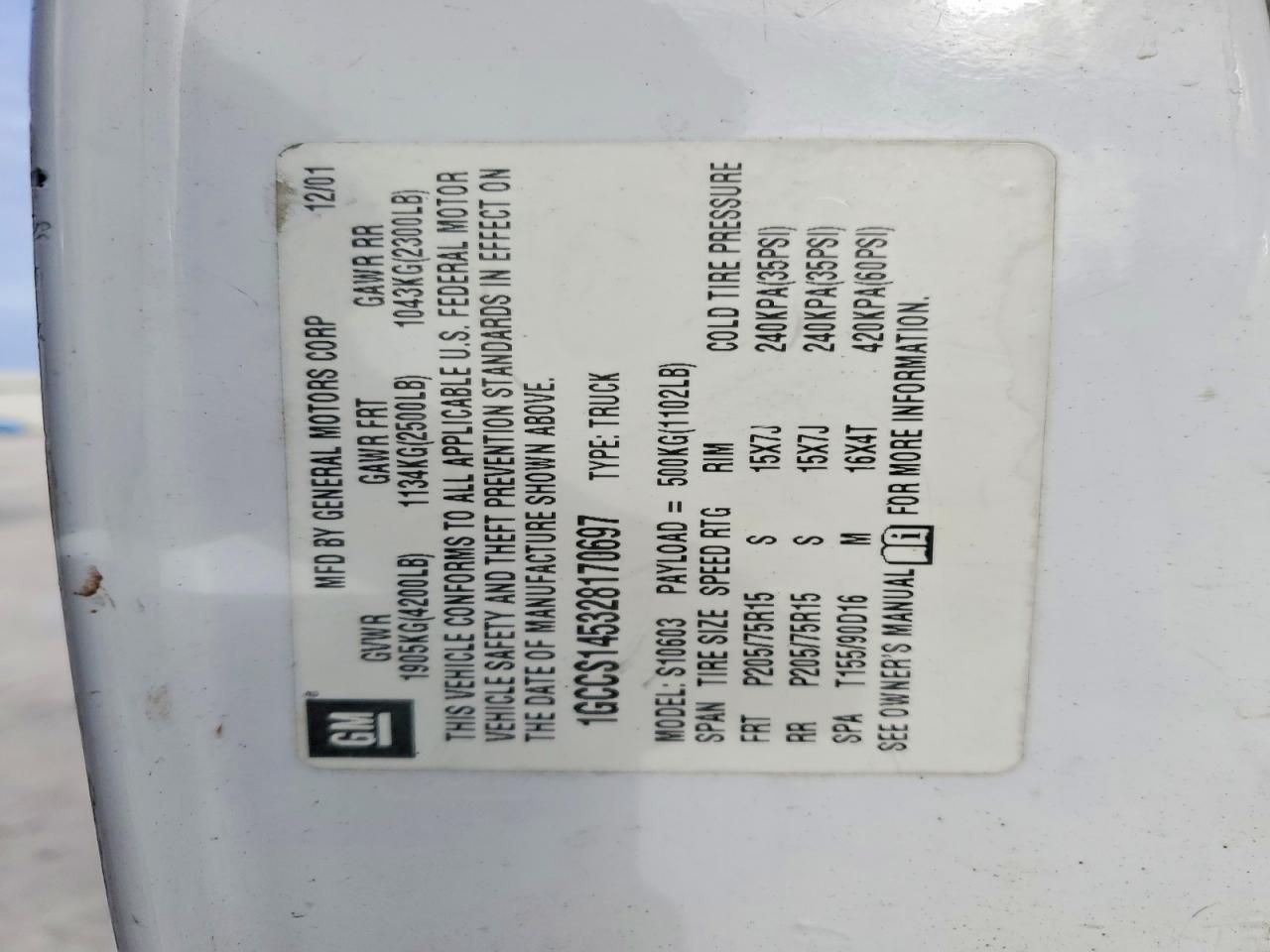 2002 Chevrolet S Truck S10