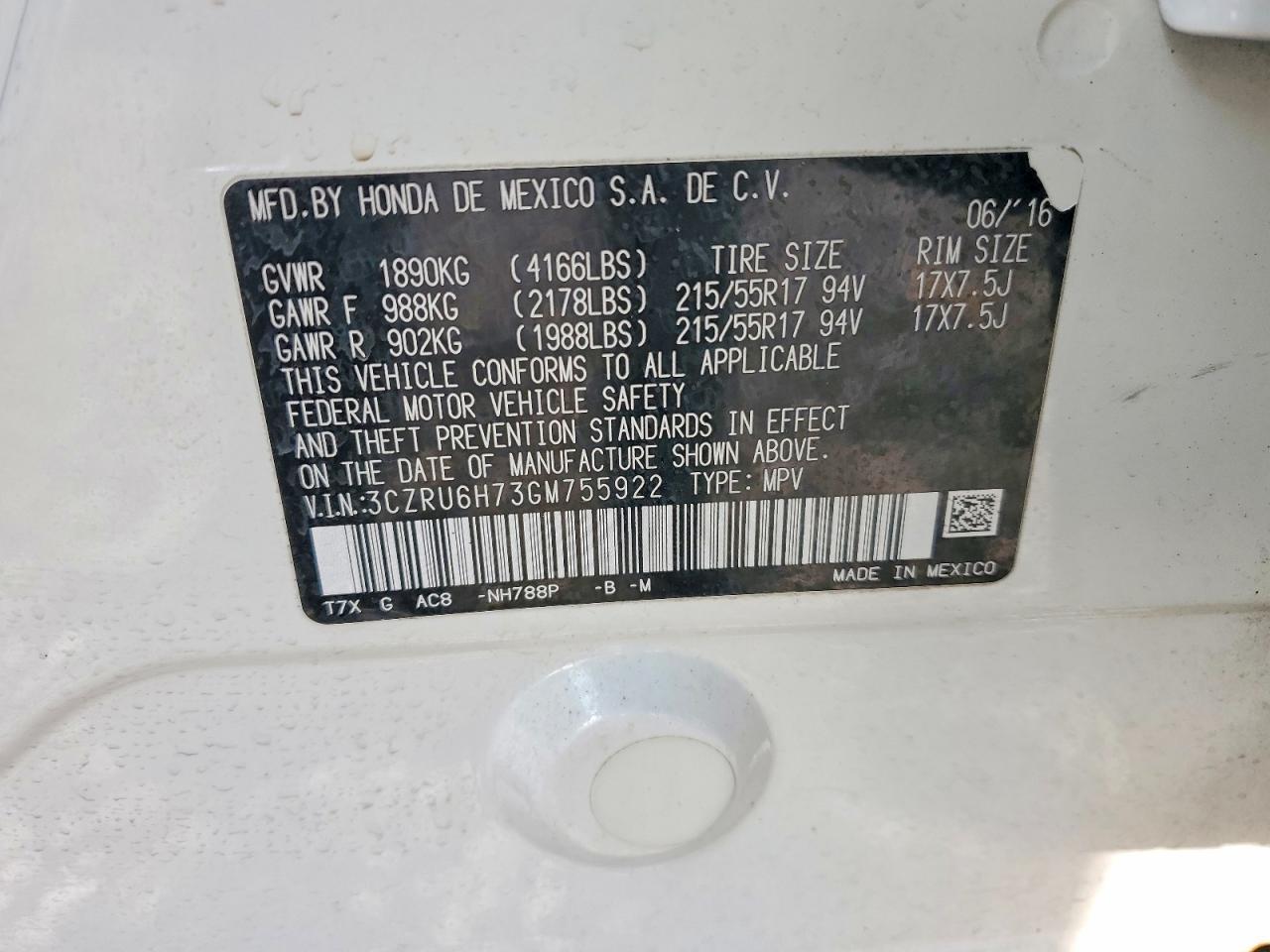 2016 Honda Hr-v exl