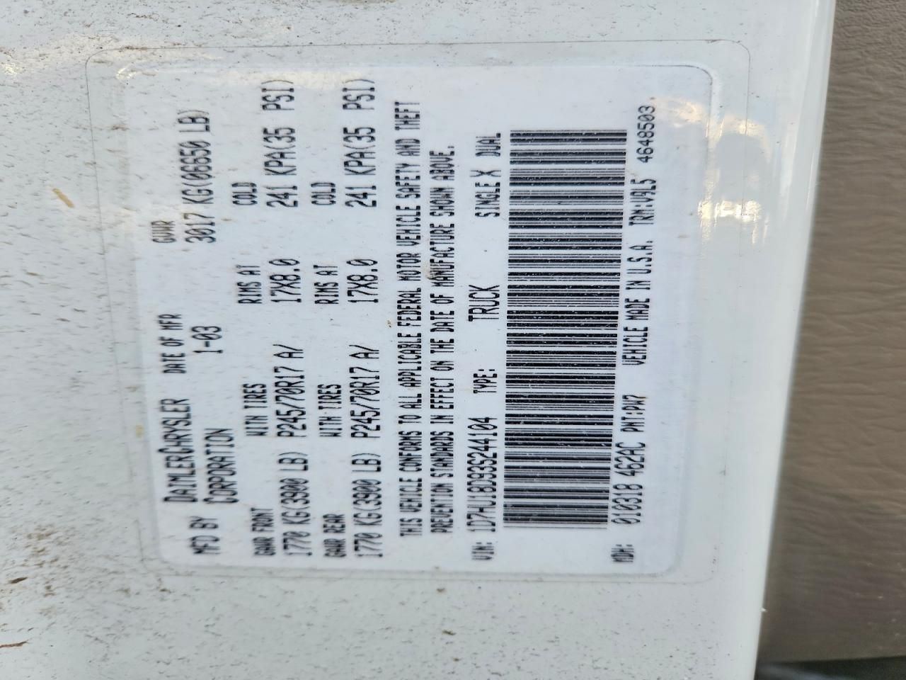 2003 Dodge RAM 1500 ST