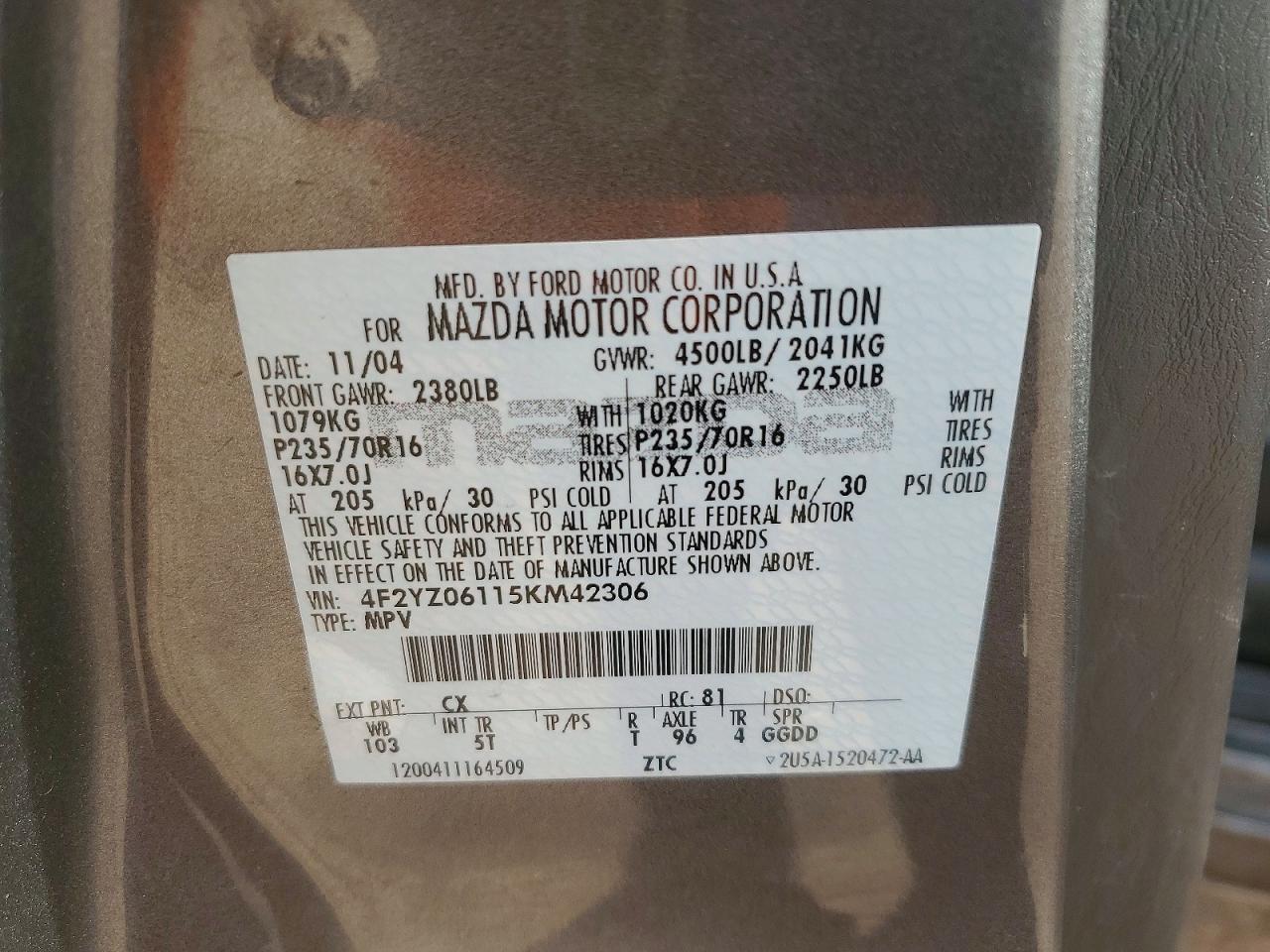 2005 Mazda Tribute s