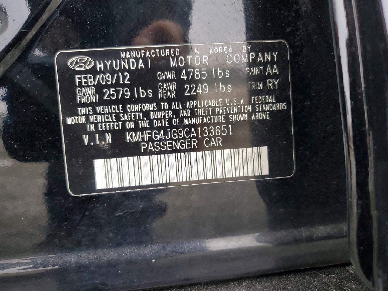2012 Hyundai Azera gls