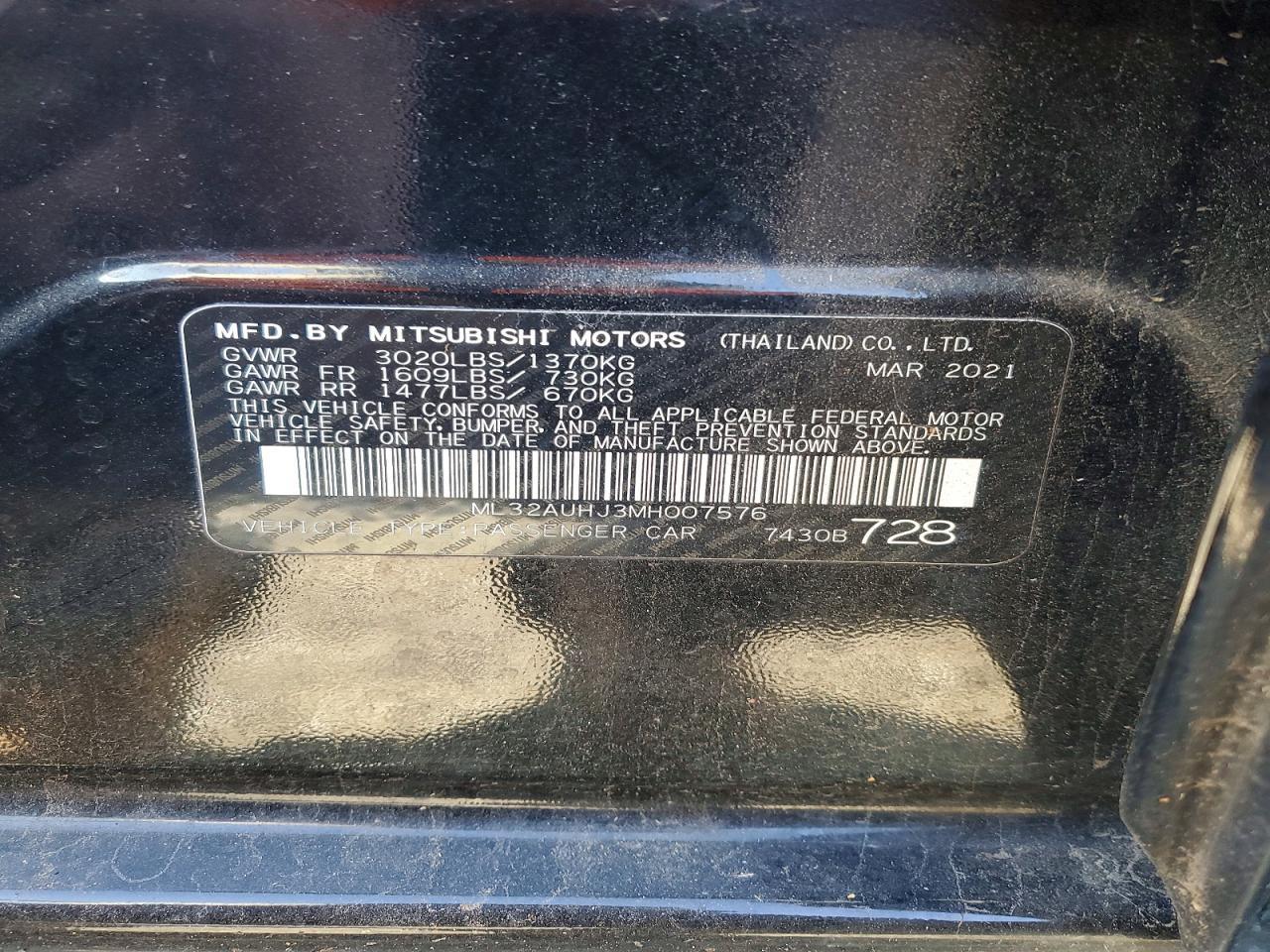 2021 Mitsubishi Mirage es