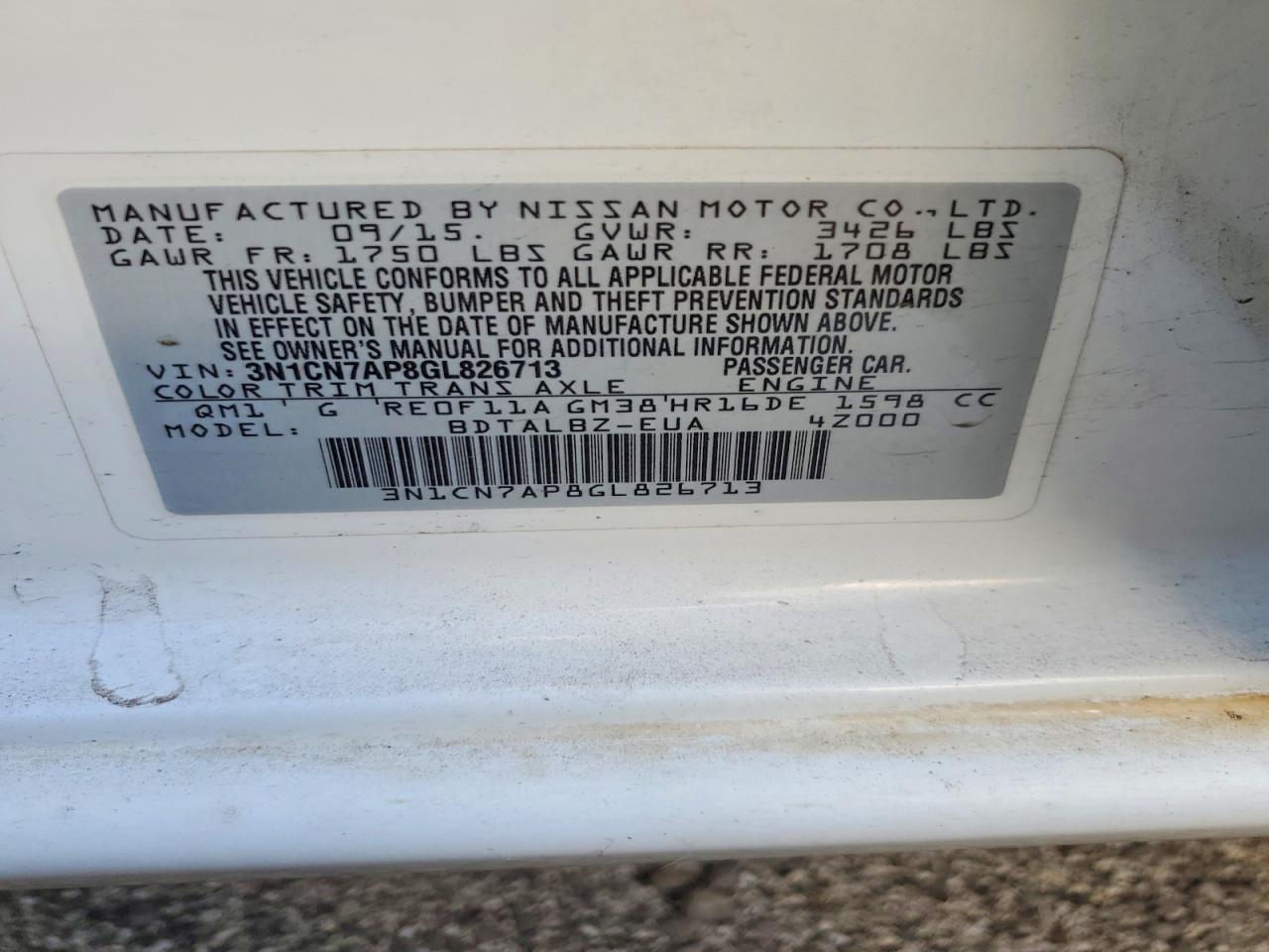 2016 Nissan Versa s