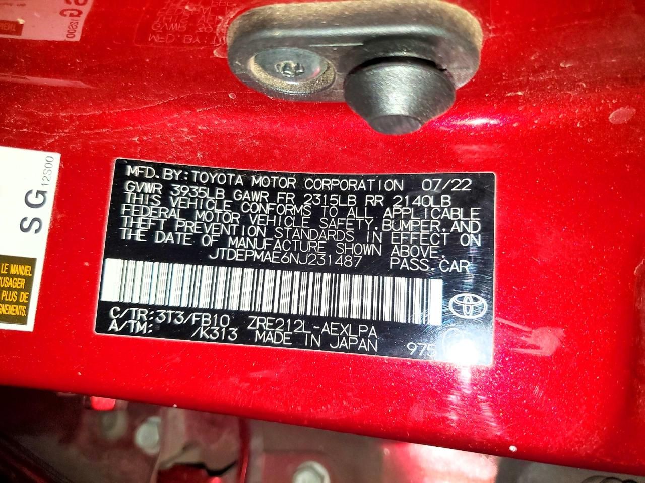 2022 Toyota Corolla le