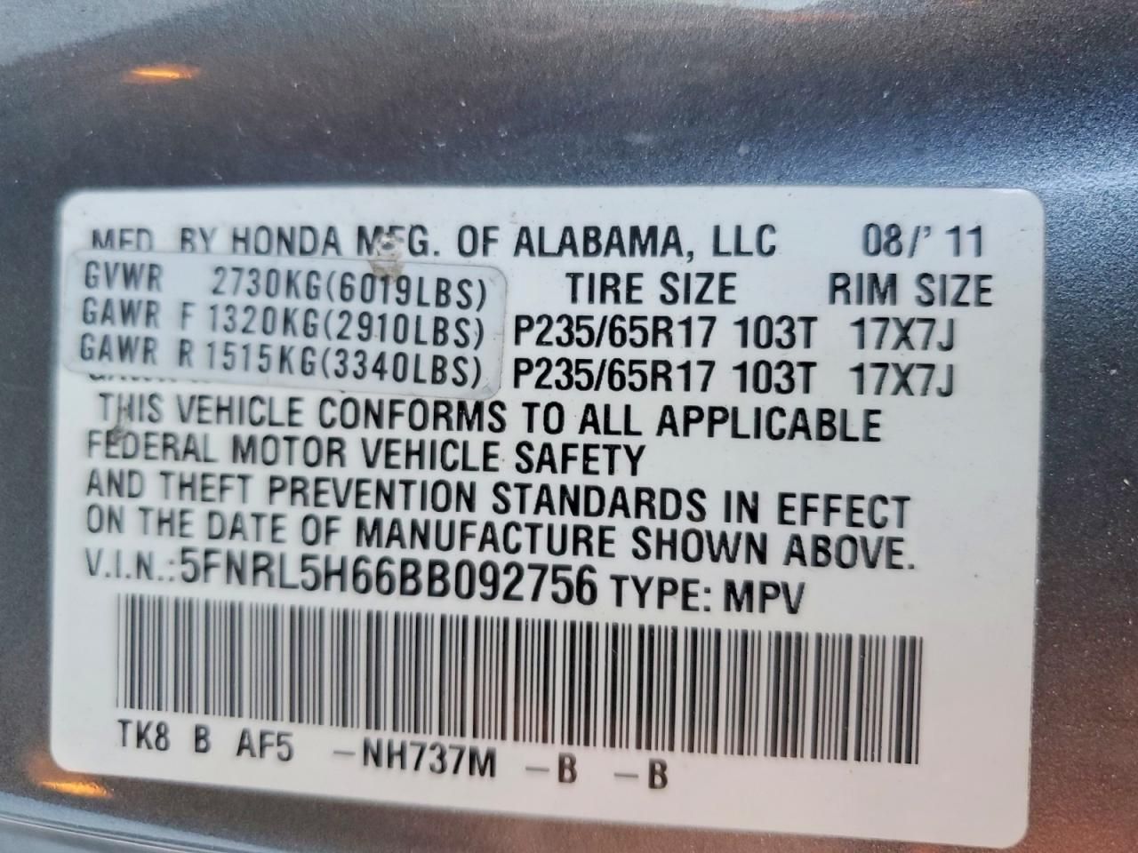 2011 Honda Odyssey exl