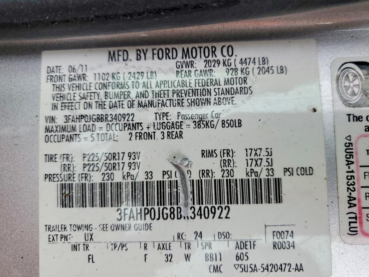 2011 Ford Fusion sel