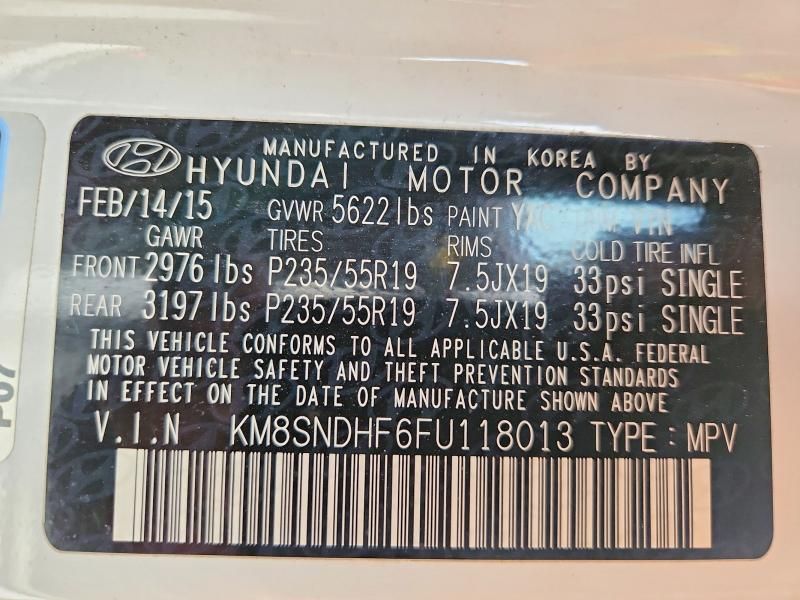 2015 Hyundai Santa fe gls