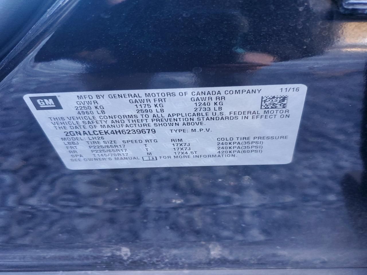 2017 Chevrolet Equinox lt