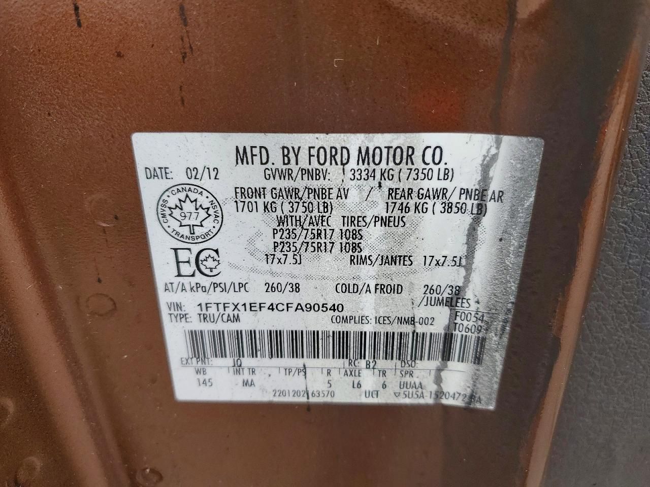 2012 Ford F150 Super cab