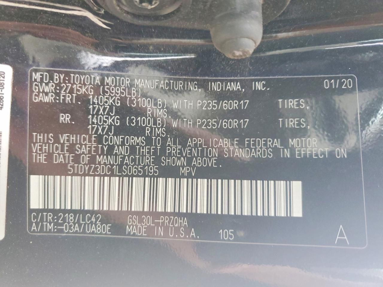 2020 Toyota Sienna xle