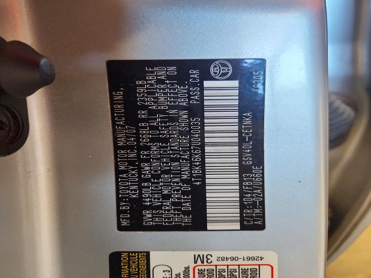 2007 Toyota Camry le