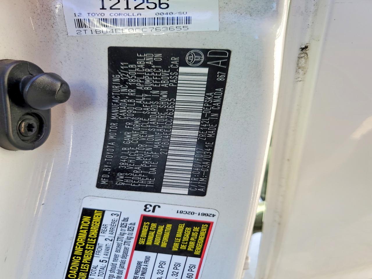2012 Toyota Corolla Base