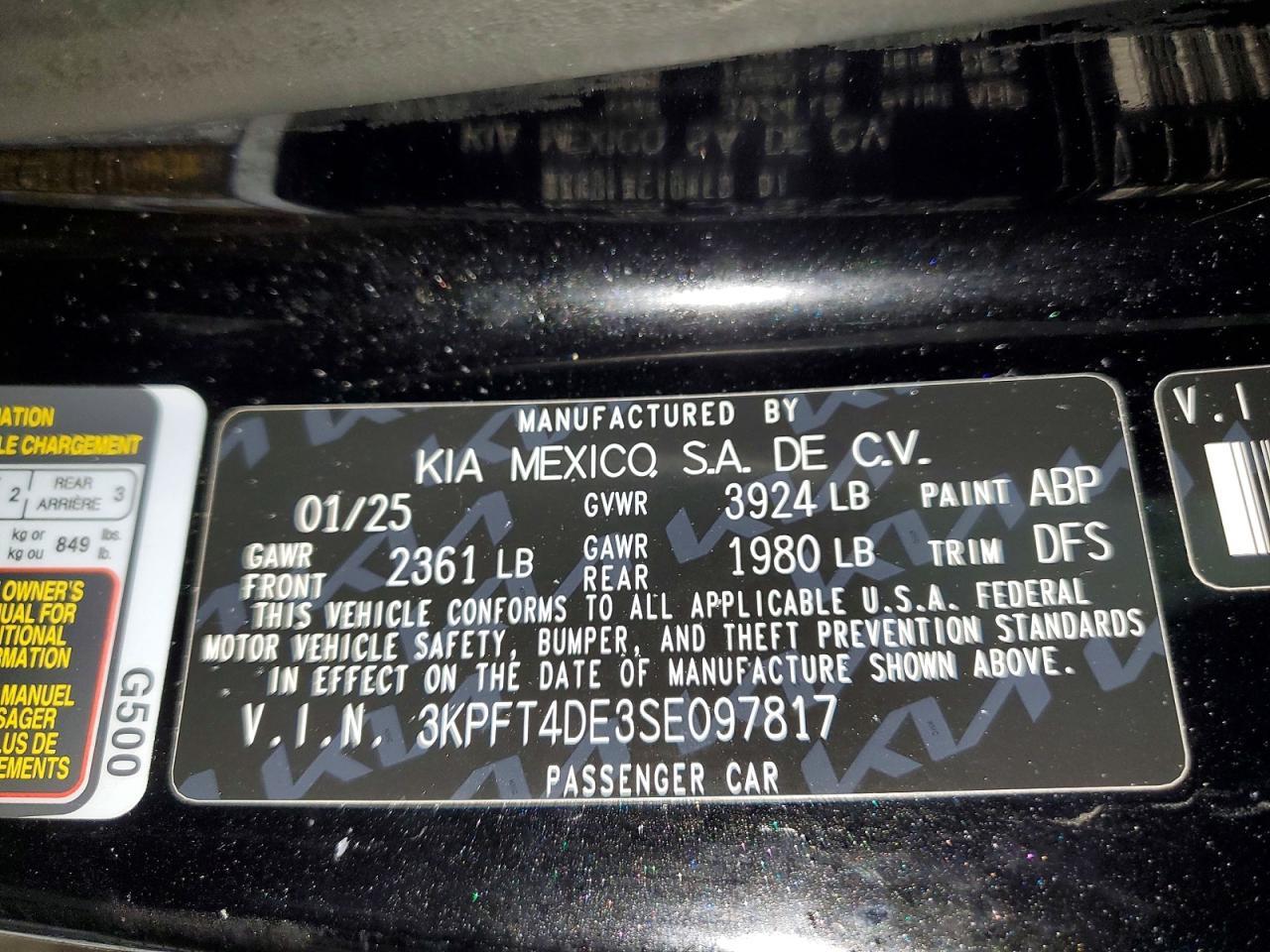 2025 KIA K4 lx