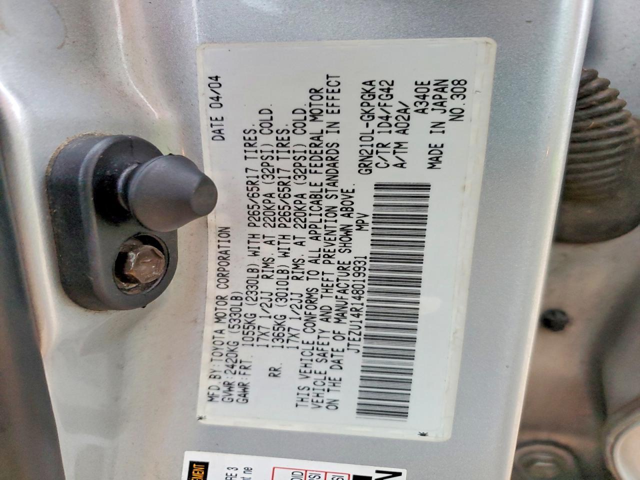 2004 Toyota 4runner SR5