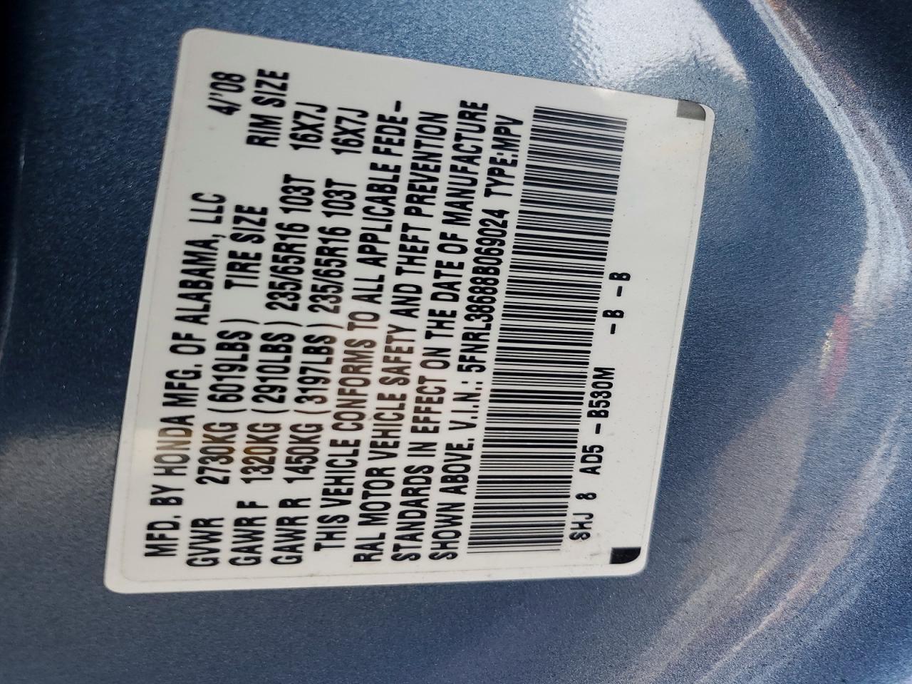 2008 Honda Odyssey exl