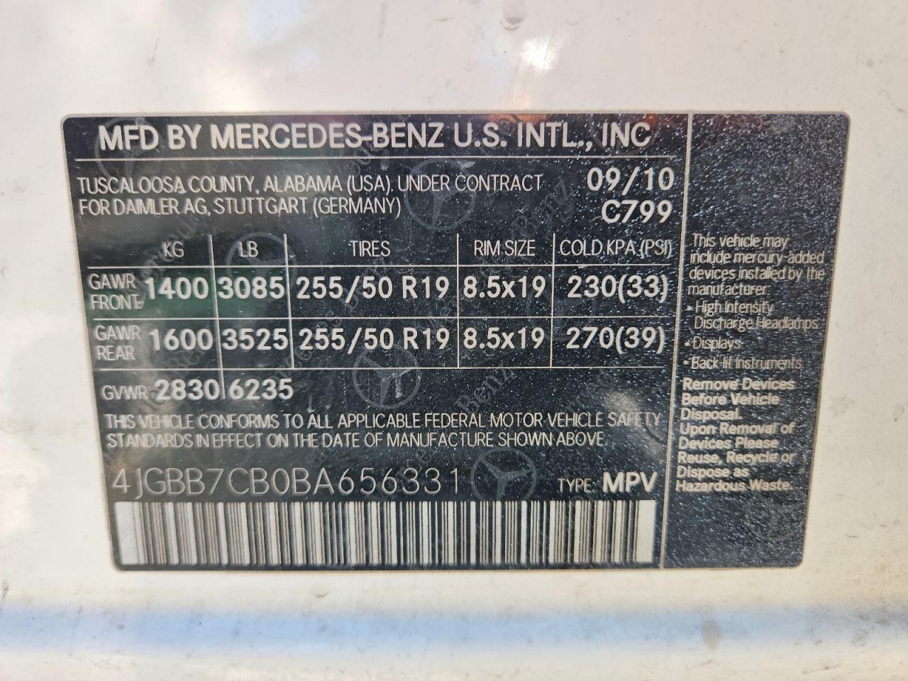 2011 Mercedes-Benz Ml 550 4matic