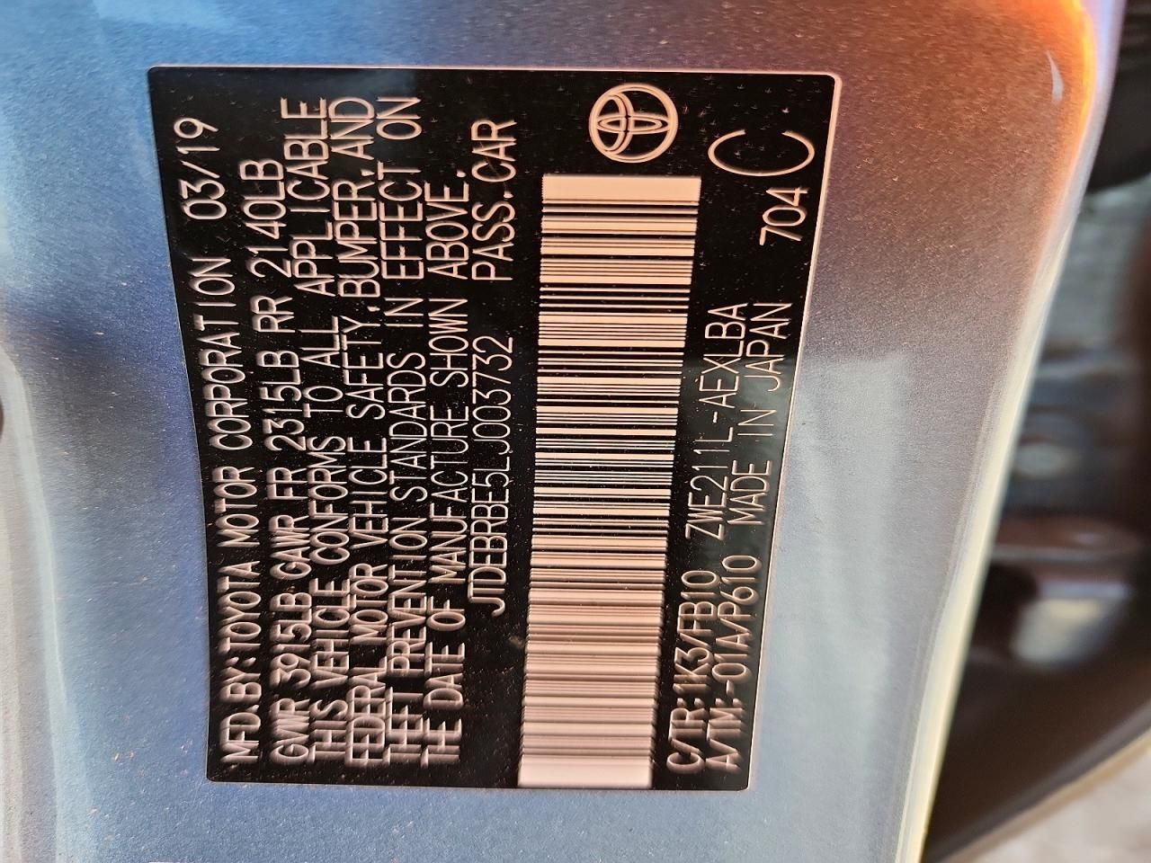 2020 Toyota Corolla le