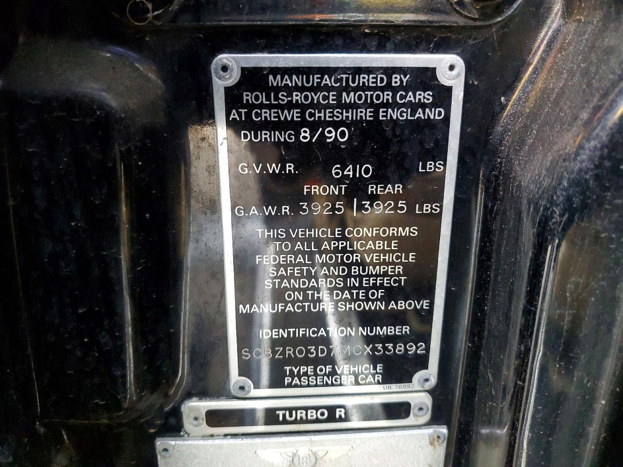 1991 Bentley Turbo r