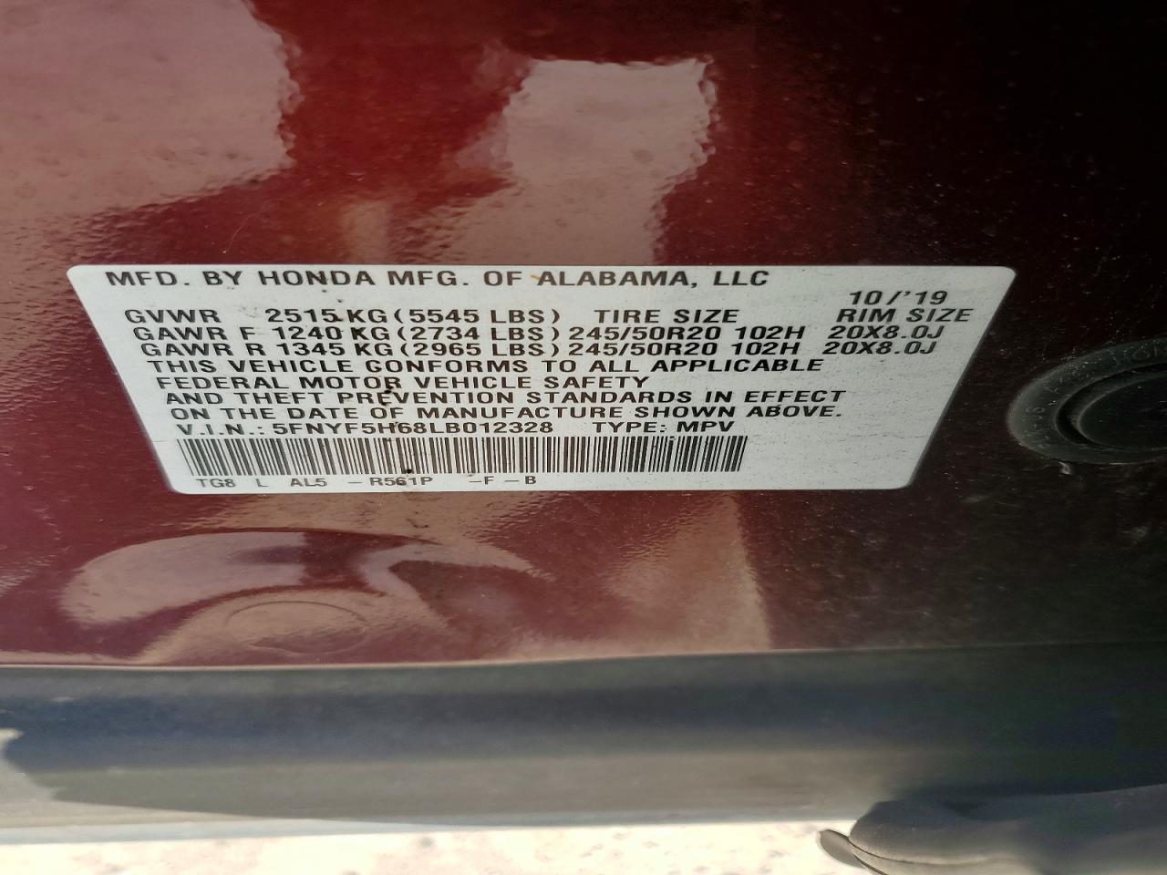2020 Honda Pilot Touring