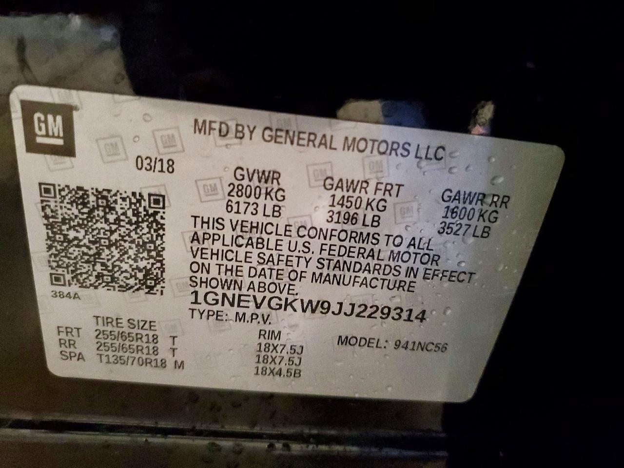 2018 Chevrolet Traverse lt
