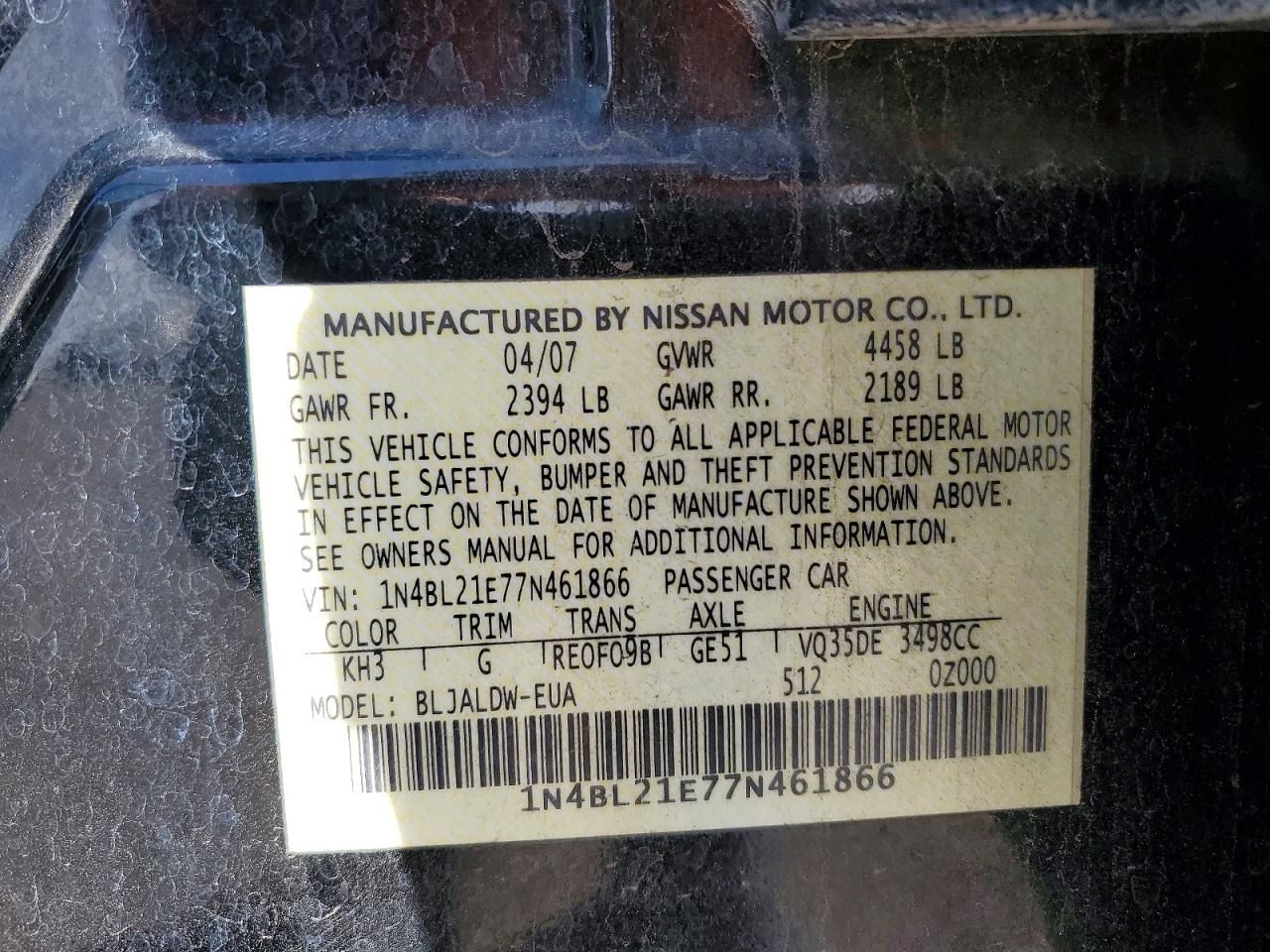 2007 Nissan Altima 3.5se