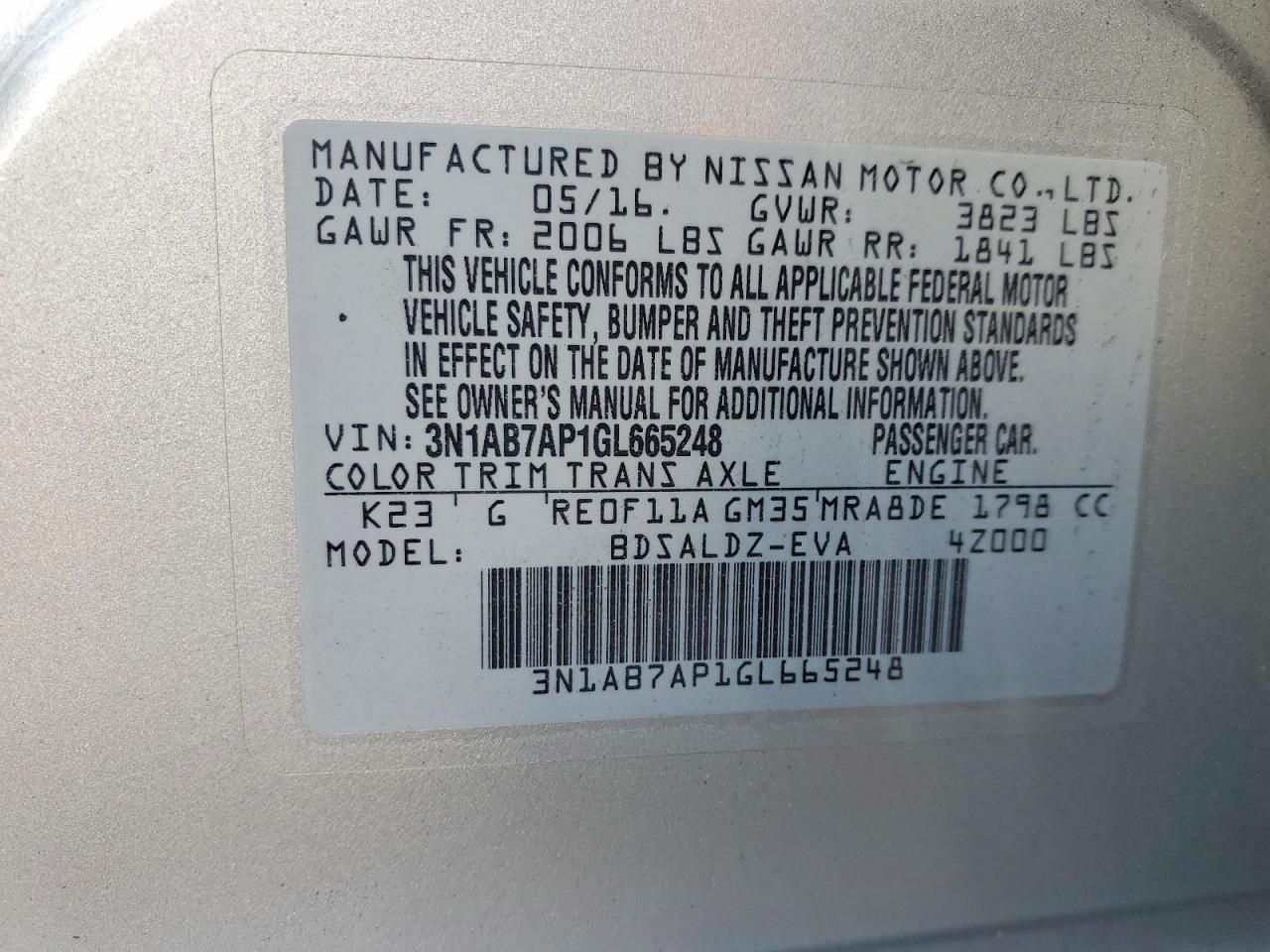 2016 Nissan Sentra s