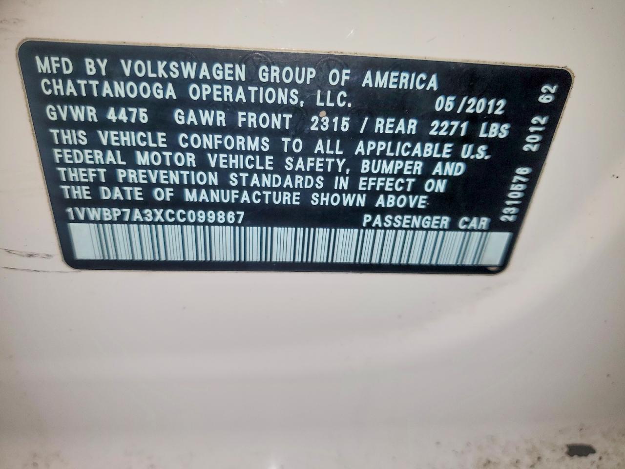 2012 Volkswagen Passat se
