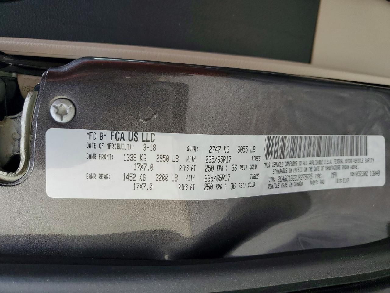 2018 Chrysler Pacifica Touring l