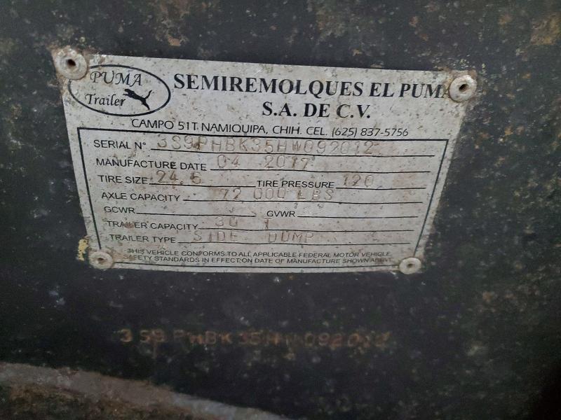 2017 Semi Remolques EL Puma Side Dump Trailer