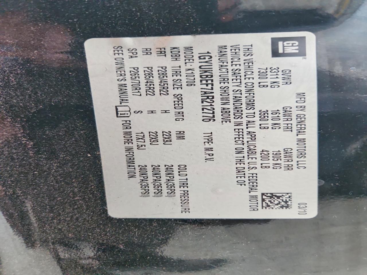 2010 Cadillac Escalade Luxury