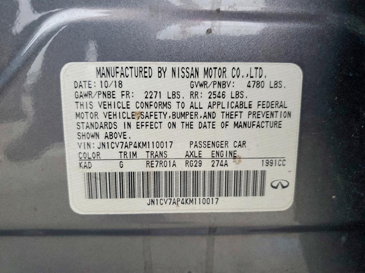 2019 Infinity Q50 2.0t Pure