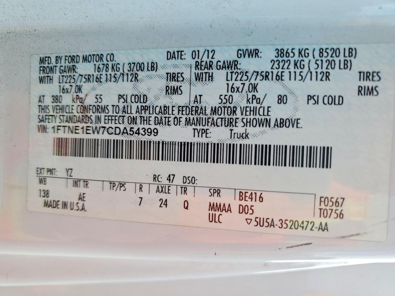 2012 Ford E150 Delivery Van