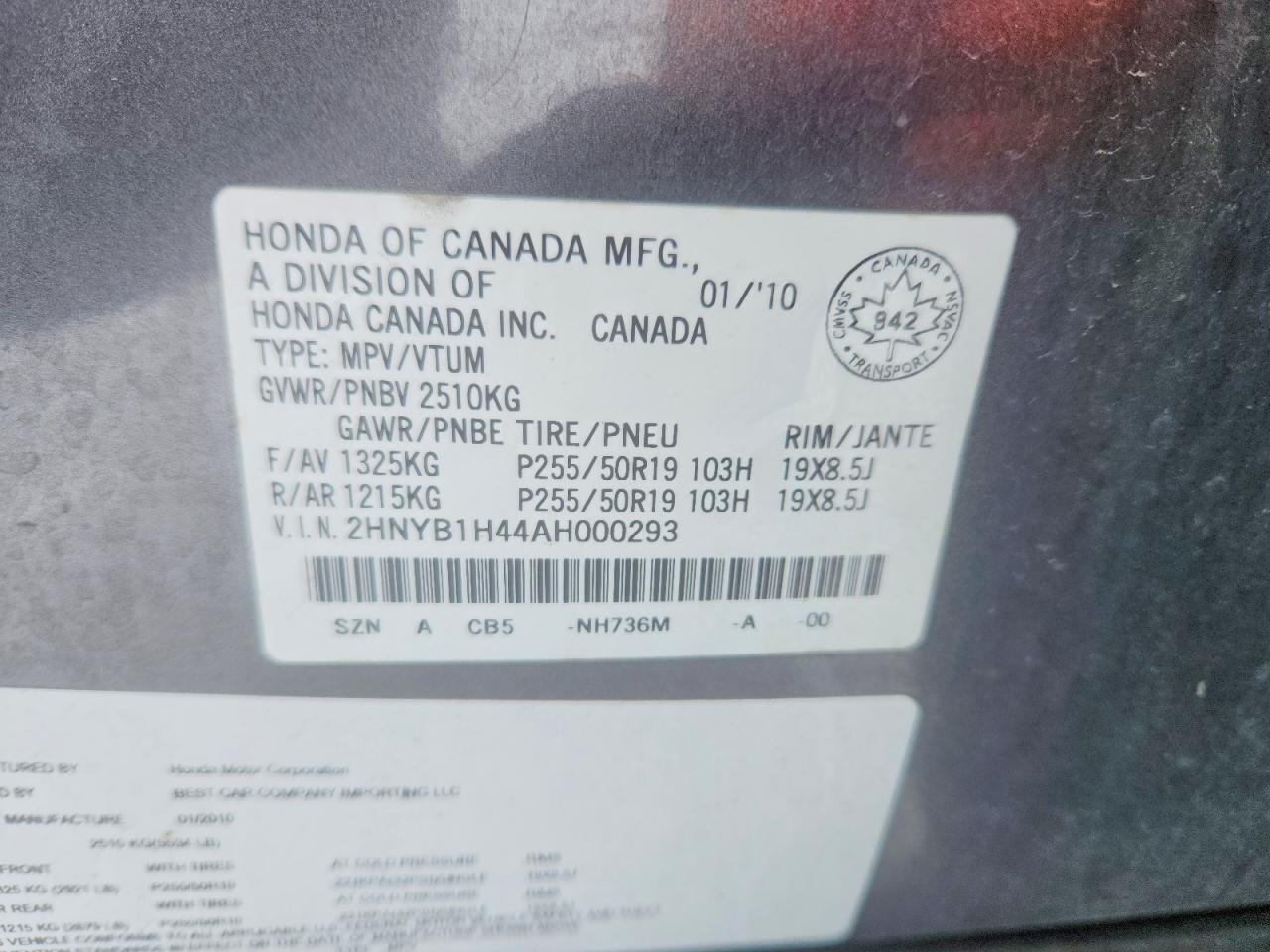 2010 Acura Zdx Technology
