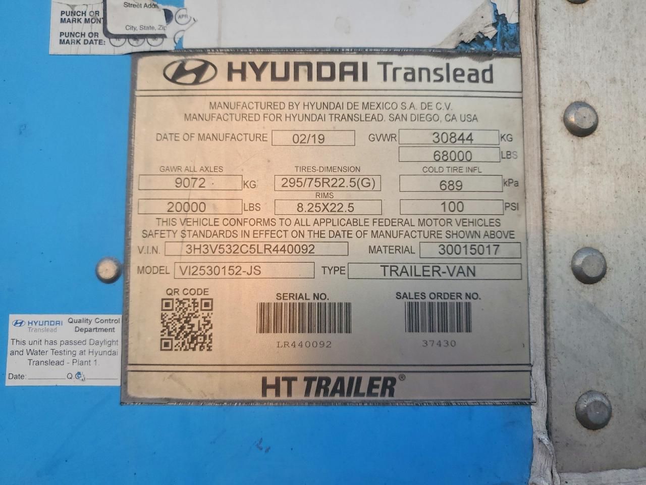 2020 Hyundai Dry Van-dry van Trailer