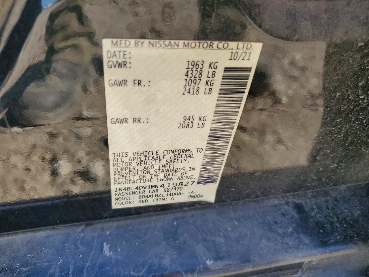 2021 Nissan Altima sv