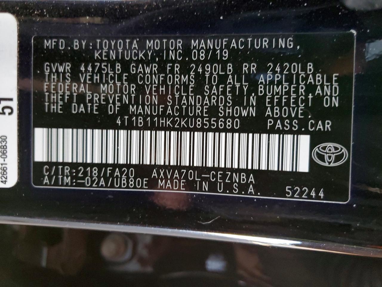 2019 Toyota Camry l