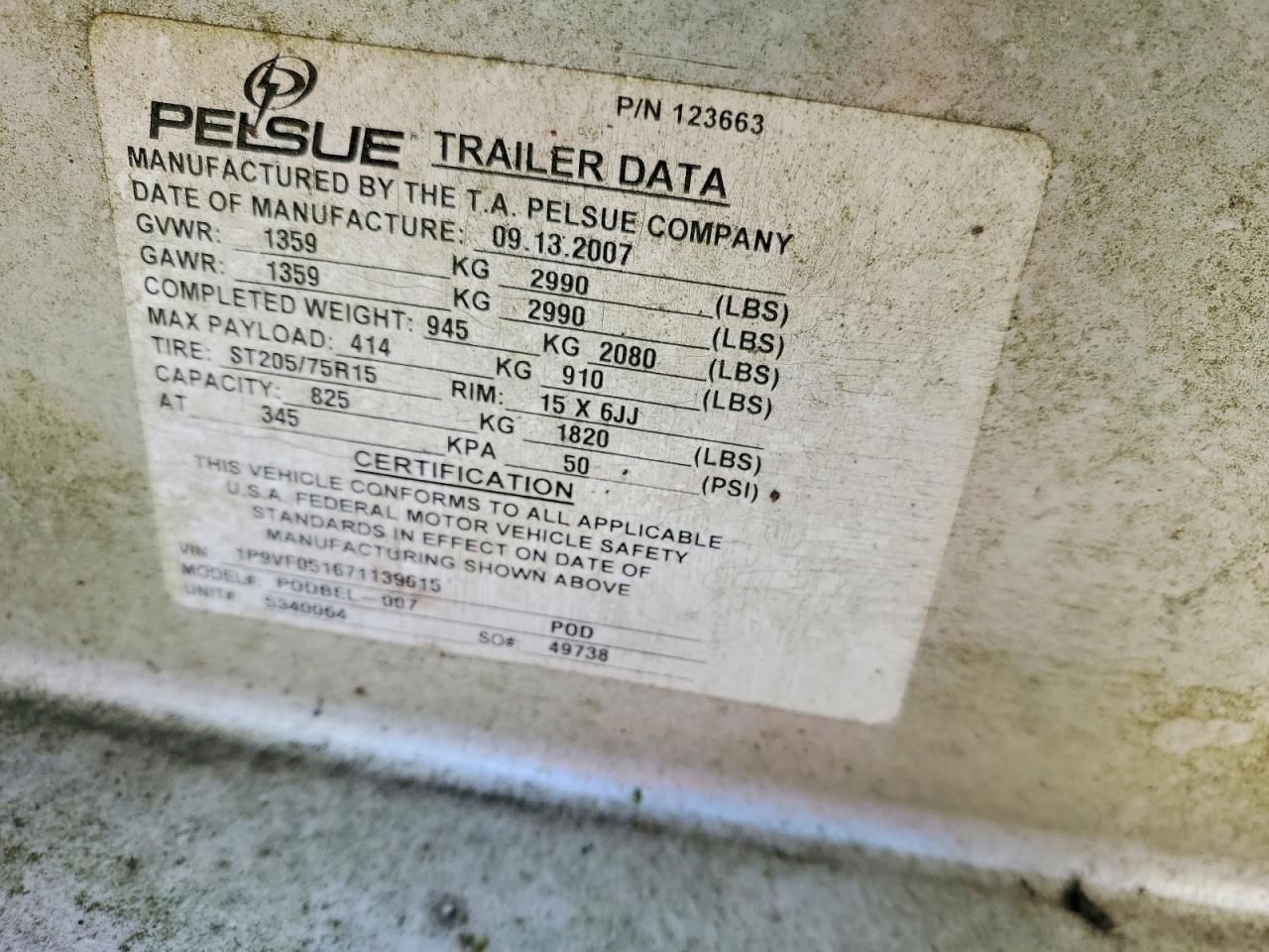 2007 Pelsue Podbel-007 Fiber Optic Splcling  Trailer